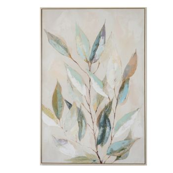 Willow Light Hand-Painted Canvas Wall Art in Wooden Frame - L3 x W82 x H122 cm - White