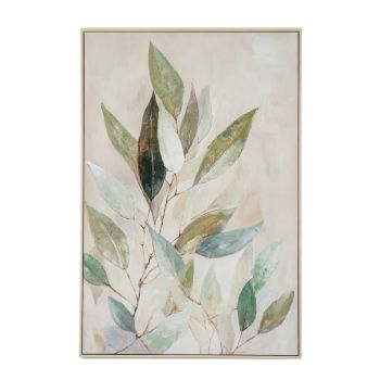 Willow Shade Hand-Painted Canvas Wall Art in Wooden Frame - L3 x W82 x H122 cm - White