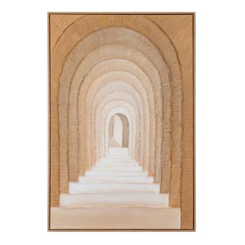 Arcadia Oil on Canvas Wall Art in Wooden Frame - L3 x W82 x H122 cm - Beige