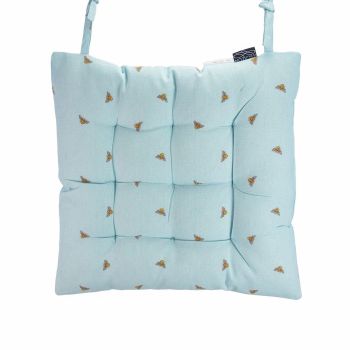 Square Seat Pad Bee Print - L40 x W40 cm - Blue