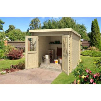 Indi 230-Log Cabin, Wooden Garden Room, Timber Summerhouse, Home Office - L250 x W268.7 x H210.9 cm