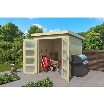 Zambezi 1-Log Cabin, Wooden Garden Room, Timber Summerhouse, Home Office - L220 x W224.6 x H210.9 cm