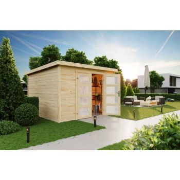 Zambezi 7-Log Cabin, Wooden Garden Room, Timber Summerhouse, Home Office - L320 x W324.8 x H210.9 cm