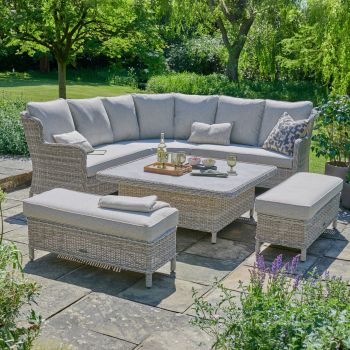 Vienna Large Corner - Beige - Aluminium Wide Weave Wicker/Spun Polyester - Beige