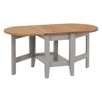 Santos Drop Leaf Coffee Table - L55 x W45 x H98.5 cm - Grey Slate/Distressed Waxed Pine