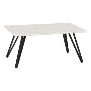 Marlow Coffee Table - L50 x W45 x H100 cm - White Marble Effect/Black