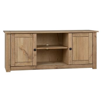 Panama 2 Door 1 Shelf Flat Screen TV Unit - L40 x W50.5 x H120 cm - Natural Wax
