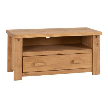 Tortilla Flat Screen TV Unit - L44.5 x W107 x H52 cm - Distressed Waxed Pine