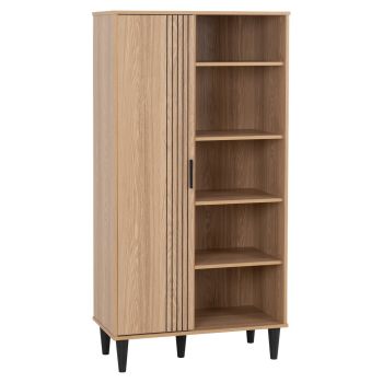 Tessa 1 Door Bookcase Unit - L40 x W160 x H83 cm - Natural Oak