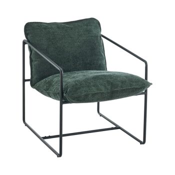 Tivoli Occasional Chair - L90 x W65 x H84 cm - Black Metal/Green Fabric