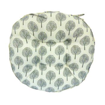 Round XL Seat Pad Linen Look - L45 x W45 x H8 cm - Cream