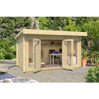 Dorset-Log Cabin, Wooden Garden Room, Timber Summerhouse, Home Office - L430 x W320 x H233.7 cm