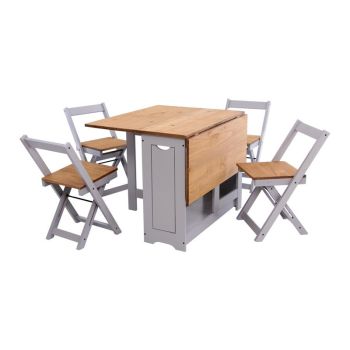 Santos Butterfly Dining Set - Slate Grey/Distressed Waxed Pine