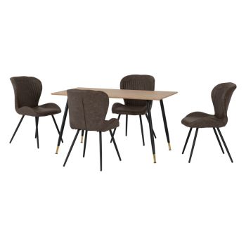 Hamilton & Quebec Medium Indoor Dining Set - Medium Oak Effect/Brown