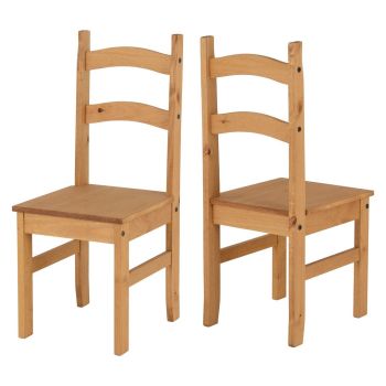 Budget Mexican Chair (Pack of 2) - L47 x W99 x H40.5 cm - Distressed Waxed Pine
