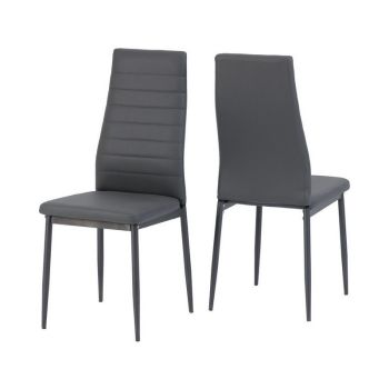 Abbey Chair (Box of 2) - L51 x W40.5 x H99 cm - Grey Faux Leather