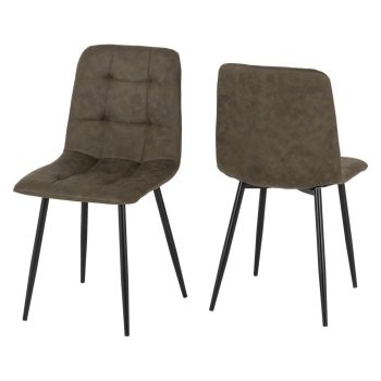 Fenton Chair (Pack of 2) - L53 x W86.5 x H44 cm - Olive Green Suede
