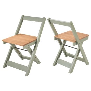 Santos Folding Chair (Pack of 2) - L46 x W77 x H38.5 cm - Green/Distressed Waxed Pine