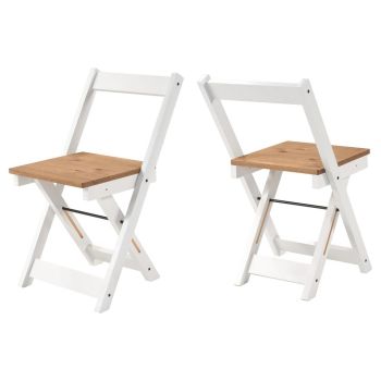 Santos Folding Chair (Pack of 2) - L46 x W77 x H38.5 cm - White/Distressed Waxed Pine
