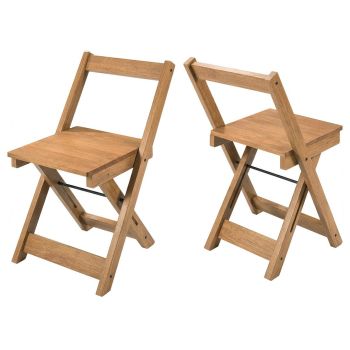 Santos Folding Chair (Pack of 2) - L46 x W77 x H38.5 cm - Natural Wax