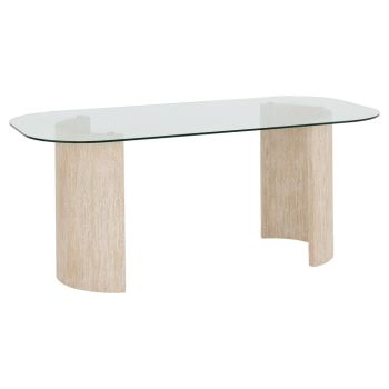 Modena Dining Table - L90 x W75.5 x H180 cm - Clear/Cream