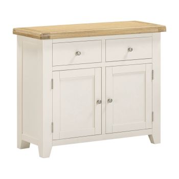 Windsor 2 Door 2 Drawer Sideboard - L40 x W97 x H81.5 cm - Ivory/Oak