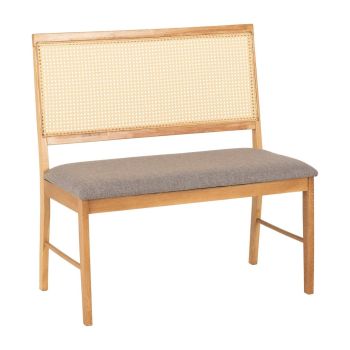 Ellis Indoor Dining Bench - L52 x W89 x H92.5 cm - Oak Effect/Grey Fabric