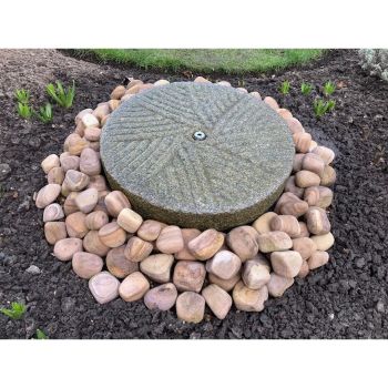 Old Mill Stone Fountain Garden Water Feature with Pump, Light, Reservoir and Grid - 50-55cm Dia x 8-12cm H