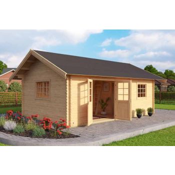Caroline w/o doors, windows + Caroline 40 DGP+-Log Cabin, Garden Room, Timber Summerhouse, Home Office - L489.9 x W675 x H330.6 cm
