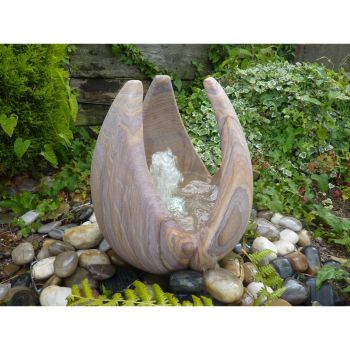 Rainbow Sandstone Babbling Lily Water Feature with Pump, Light, Reservoir and Grid - 36cm Dia x 40cm H