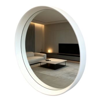 95cm White Round Mirror for Indoor - L5 x W95 x H95 cm