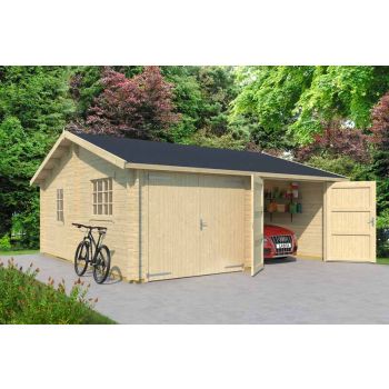 Falkland + 2 x wooden door-Log Cabin, Wooden Garden Room, Timber Summerhouse, Home Office - L635 x W628.6 x H313.5 cm