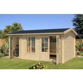 Wrexham 2-Log Cabin, Wooden Garden Room, Timber Summerhouse, Home Office - L525 x W350.8 x H250.8 cm