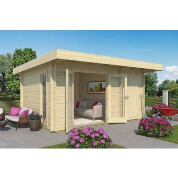 Chameleon 44-Log Cabin, Wooden Garden Room, Timber Summerhouse, Home Office - L510 x W410 x H233.7 cm