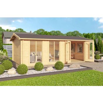 Shetland-Log Cabin, Wooden Garden Room, Timber Summerhouse, Home Office - H245 cm