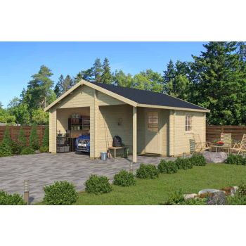 Nevis-Log Cabin, Wooden Garden Room, Timber Summerhouse, Home Office - L540 x W590 x H302.1 cm
