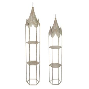 Gothic Obelisk Shelf (Set of 2) - Metal - Grey Rust
