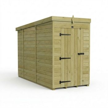 4ft x 10ft Pent Garden Shed Single Door No Windows - Pressure Treated Timber - L122 x W305 x H210 cm - Natural