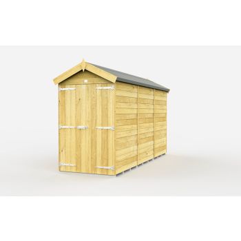 4 x 12 Feet Apex Shed - Double Door Without Windows - Wood - L358 x W118 x H217 cm