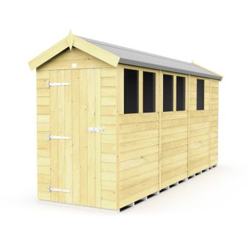 4 x 13 Feet Apex Shed - Single Door With Windows - Wood - L387 x W118 x H217 cm