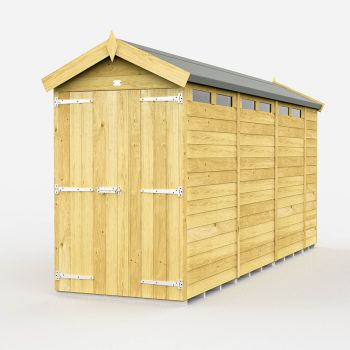 4 x 15 Feet Apex Security Shed - Double Door - Wood - L454 x W118 x H217 cm