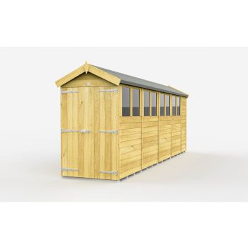 4 x 19 Feet Apex Shed - Double Door With Windows - Wood - L560 x W118 x H217 cm