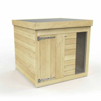 4ft x 4ft Dog Kennel and Run - Wood - L127 x W127 x H127 cm