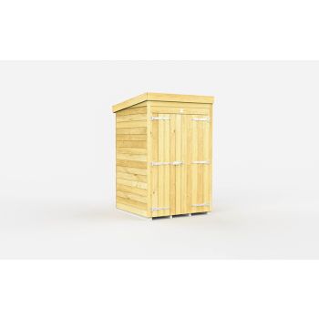 4 x 4 Feet Pent Shed - Double Door Without Windows - Wood - L118 x W127 x H201 cm