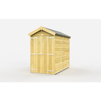 4 x 8 Feet Apex Shed - Double Door Without Windows - Wood - L243 x W118 x H217 cm