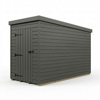 4ft x 9ft Composite Pent Garden Shed Single Door No Windows - Composite - L122 x W274 x H210 cm - Grey