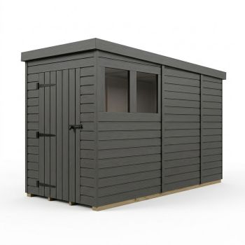 4ft x 9ft Composite Pent Garden Shed Single Door With Windows - Composite - L122 x W274 x H210 cm - Grey