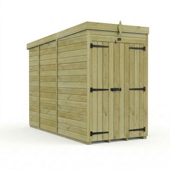 4ft x 9ft Pent Garden Shed Double Door No Windows - Pressure Treated Timber - L122 x W274 x H210 cm - Natural