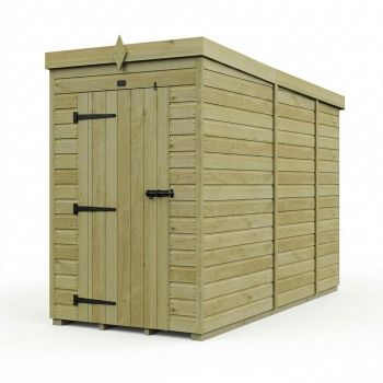 4ft x 9ft Pent Garden Shed Single Door No Windows - Pressure Treated Timber - L122 x W274 x H210 cm - Natural