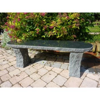 Winsor Black Rustic Garden Bench - Bull Nose End - 120 x35 x 42cm H